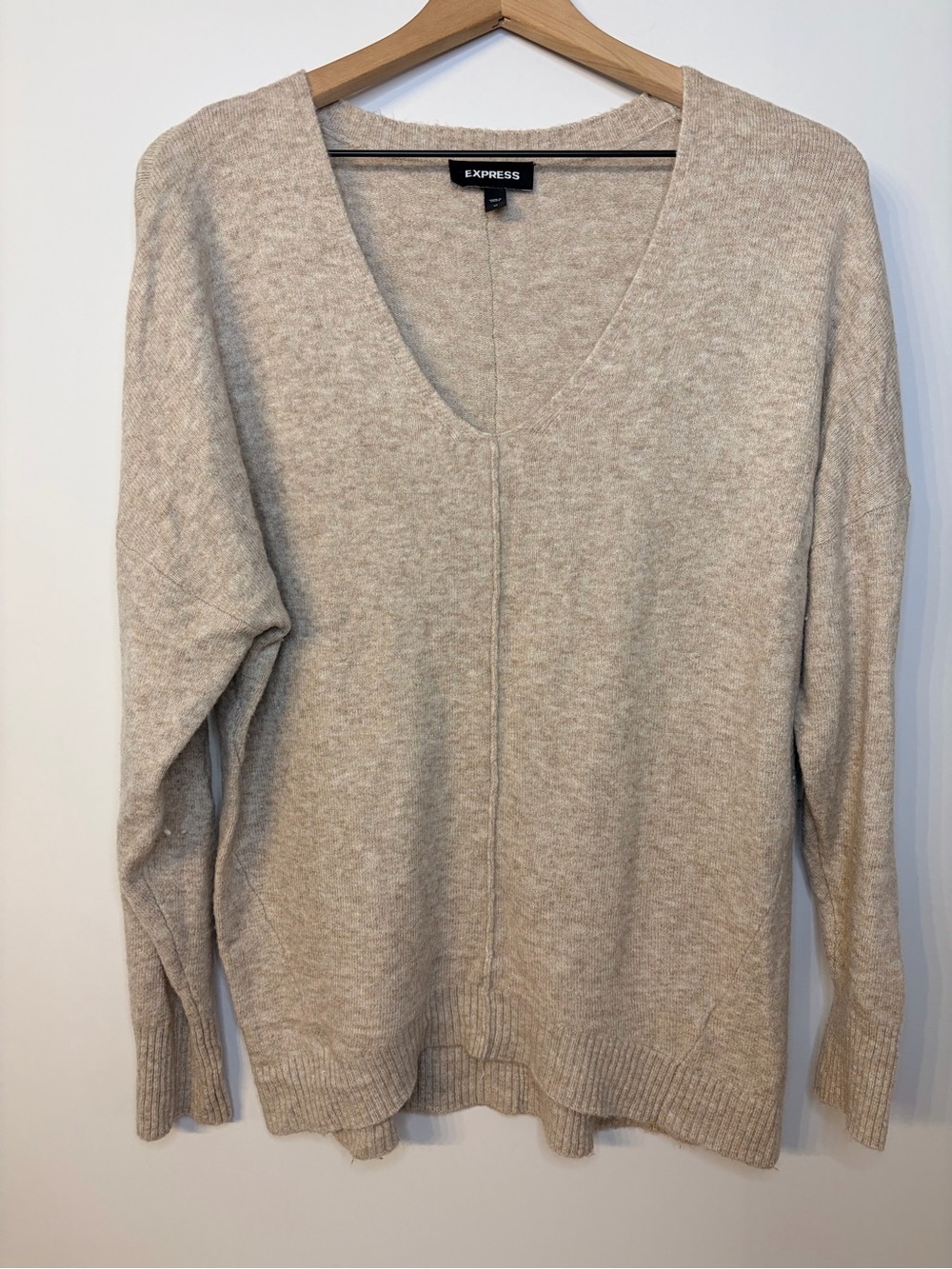 Express Women’s Tan V Neck Sweater, Size Medium
